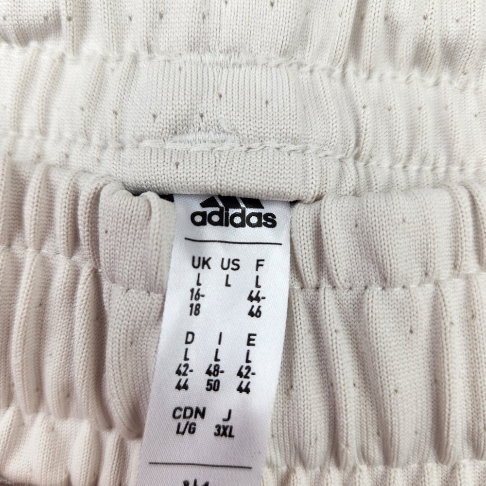 Adidas Womens Mesh Athletic Shorts Off-White Orange Logo Size Large NWT - Picture 2 of 5